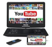 GOnavidio 17.9" Portable DVD Player with 15.6" 1600x900 Screen, 6-Hour Rechargeable Battery, Support HDMI Input/AV Out, Sync TV, USB/SD Card, Last Memory, Region Free, Dual Speaker (black)