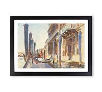 Gondola Moorings in Venice by John Singer Sargent Framed Print A2 Black