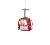 Gondola Ski Lift Red Skiing Glass Christmas Ornament