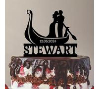 Gondola Wedding Cake Topper, Venice Gondola Bridal Shower Italian Travel Bride And Groom, 6-7.8 Inch For Cake, Lover, Newlyweds