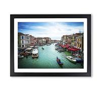 Gondolas & Boats Venice Italy No.6 Modern Framed Print | A2 Black Framed Wall Art | Ready to Hang | Modern Nature Picture | Living Room Bedroom Lounge Office