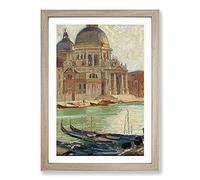 Gondolas in Venince by Carl Moll Framed Print | A2 Oak Framed Wall Art | Ready to Hang | Modern Nature Picture | Living Room Bedroom Lounge Office