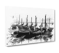 Gondolas Venice Italy Vol.5 V4 Modern Canvas Wall Art Print Ready to Hang, Framed Picture for Living Room Bedroom Home Office Décor, 30x20 Inch (76x50 cm)