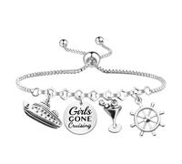 Gone Cruising Gift Summer Vacation Gift Bachelorette Party Cruise Travel Themed Gifts Bracelet, S, Stainless Steel, 0