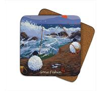Gone Fishin' Coaster by Thomas Joseph - Funny Sheep