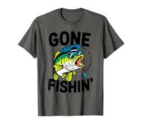 Gone Fishin Cool Bass Kid Angler Family Outdoor Fishing Fun T-Shirt