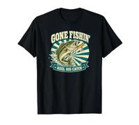 Gone Fishin Retro Bass Reel Big Catch Angler Tee T-Shirt
