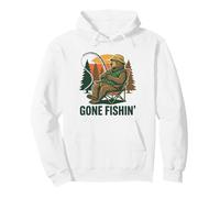 Gone Fishin' Retro Bear Fishing Vintage Cartoon Pullover Hoodie