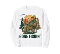 Gone Fishin' Retro Bear Fishing Vintage Cartoon Sweatshirt