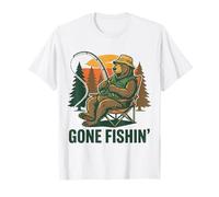 Gone Fishin' Retro Bear Fishing Vintage Cartoon T-Shirt