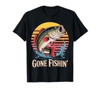 Gone Fishin Retro Sunset Style for Fishing Lovers Men Design T-Shirt
