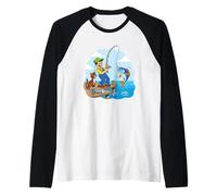 Gone Fishin' With A Cat By The Pier Raglan Baseball Tee