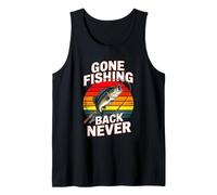 Gone Fishing Back Never Funny Bass Angler Sunset Tank Top