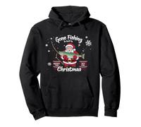 Gone Fishing Be Back by Christmas Santa Pullover Hoodie