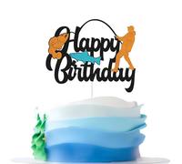 Gone Fishing Cake Topper Fisherman Angling Happy Birthday Cake Topper Decoration for Love Fishing Theme Birthday Party Supplies