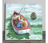 Gone Fishing Ceramic Picture Tile Artwork By Judith Yates Hanging Wall Art Home Decor