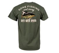 Gone Fishing Mens T-Shirt Life Well Lived Green L