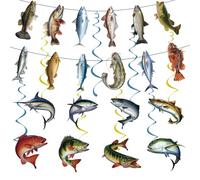 Gone Fishing Party Decorations Supplies - 10 Pcs Fish Banner Swirls Garland For Adults Kids Fisherman Competition Tournament Retirement Barbecue Outdoor Fishing Theme Birthday Party Celebration Decor