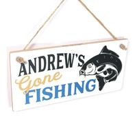Gone Fishing Personalised Sign - Perfect for Dad, Grandad and Fishing Enthusiasts - Customisable Name