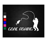 Gone fishing sport vinyl decal sticker car van wall window bedroom (15cm)