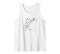 Gone Fishing Trout Line Art Minimalist Angler Gift Tank Top