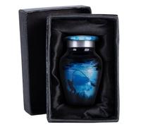 Gone Fishing Urns for Ashes Adult Male & Female - 3 Cubic Inches Decorative Urn, Burial Urns for Dad, Men - Funeral Urn with Velvet Bag and Felted Bottom - Fishing, 1 Small Keepsake