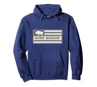 Gone Hoggin' Flag Boar Hunting Farm Animals Rustic Sign Pullover Hoodie