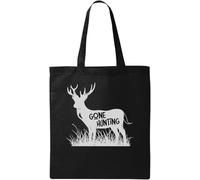 Gone Hunting Deer Silhouette Natural Ecological Cotton Tote Bag Black