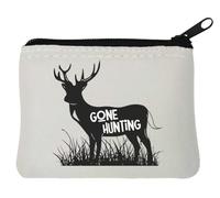 Gone Hunting Deer Silhouette Neoprene Coin Purse Pouch 10x11cm White