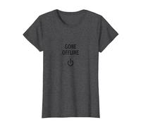 Gone Offline Power Button Art Digital Detox T-Shirt, Women, Dark Heather Grey, XXL