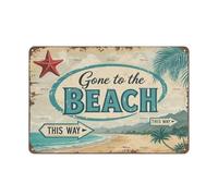 Gone To The Beach This Way Funny Vintage Tin Sign Metal Wall Decor For Bedroom Plaques Poster Home Family Lovers Gift Retro 8x12 Inch