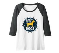 Gone to The Dogs: Playful Pet Lover Graphic Raglan Baseball Tee, Women, Dark Heather/White, XL