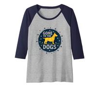 Gone to The Dogs: Playful Pet Lover Graphic Raglan Baseball Tee, Women, Navy/Athletic Heather, XL