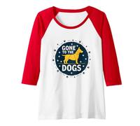 Gone to The Dogs: Playful Pet Lover Graphic Raglan Baseball Tee, Women, Red/White, XXL