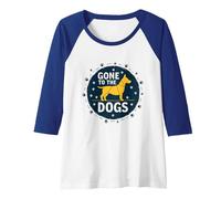 Gone to The Dogs: Playful Pet Lover Graphic Raglan Baseball Tee, Women, Royal Blue/White, S