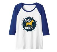 Gone to The Dogs: Playful Pet Lover Graphic Raglan Baseball Tee, Women, Royal Blue/White, XL