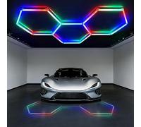Gonengo RGB Hexagon Garage Lights - Smart RGB LED Wall Lights, DIY Dimmable for Gaming Rooms, TVs, Bedrooms, Bars, and Gyms