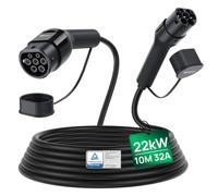 GONEO Type 2 Charging Cable 22kW 32A 10M 3 Phase Mode 3 Fast Charging Cable | TUV UKCA RoHS certified, Lower temperature rise, Full square copper, full resistance, With Carrying Bag