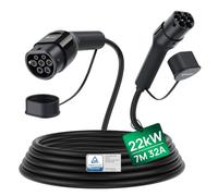 GONEO Type 2 EV Charging Cable 22KW 32A 7M 3 Phase Mode 3 For EV/PHEV | Fast charging, TUV UKCA RoHS certified, Lower temperature rise, Full square copper, full resistance, With Carrying Bag