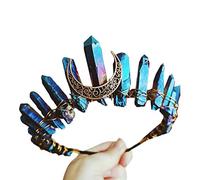 Goneryisour Vintage Witch Tiara - Faux Raw Crystal Headband - Alloy Moon Angel Aura Crown Hair Hoop Accessories