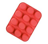 Gonetre 12 Cupcake Pan Soft Silicone Round Shape Easy Release Muffin Pan for Cupcake Muffin Gelatin Soap Candle Baking Silicone Material 28.9x21.7x2.9cm (RedABC)