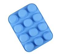Gonetre 12 Cupcake Pan Soft Silicone Round Shape Easy Release Muffin Pan for Cupcake Muffin Gelatin Soap Candle Baking Silicone Material 28.9x21.7x2.9cm (Blue)