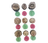 Gonetre 9 Pack Wooden Animal Tracks Stamps Animal Prints Footprint Wooden Stamp Toy, Children'S Educational Enlightenment Interest Cultivation, Kitchen Rolling Baking