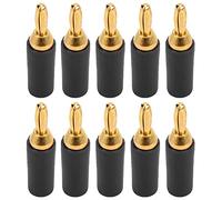 Gonetre Brass Banana Plug Connector, 2.5mm Gold Plated Test Plug for Instruments (Black)