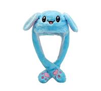 Gonetre Bunny Hat with Moving Ears Cute Cartoon Plush Hat Movable Ears for Women Child Girls Soft Comfortable Multi Purpose Easter Winter Halloween Blue Pink White Size (No lamp blue)