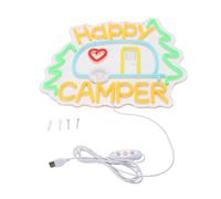 Gonetre Camping Neon Sign, USB Powered Dimmable LED Light with Acrylic Backing for Outdoor RV Decor
