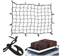 Gonetre Car Roof Cargo Net with ABS Hooks High Elasticity for SUV | Elasticated Bungee Luggage Carrier, Rubber Rope Fiber Cloth, Camping Equipment Hauling, Movable Sturdy Hooks
