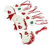 Gonetre Christmas Advent Calendar Bags Reusable 31 Days Countdown Felt Pockets With Heart Stocking Tree Decorations For Home Party Festival Decoration Red