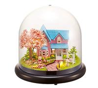 Gonetre DIY Wooden House Kit Handcraft Miniature Building Model with LED Lights for Home Decor Christmas Birthday Gifts Kids Lovers Creative Craft Project Premium Material (Agreement)