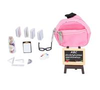 Gonetre Dollhouse Backpack Set High Simulation Miniature Learning DIY Toy Educational School Accessories for Kids Children Plastic Wood Density Board
